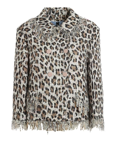 Shop Blumarine Boucle Double-breasted Jacket In Multicolour