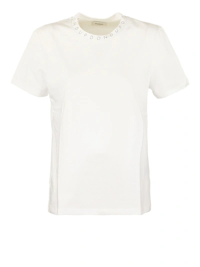 Shop Dondup Branded Crew Neck T-shirt In White