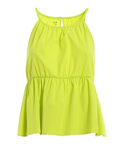 Shop Dondup Stretch Jersey Tank Top With Ruffle Hem In Green