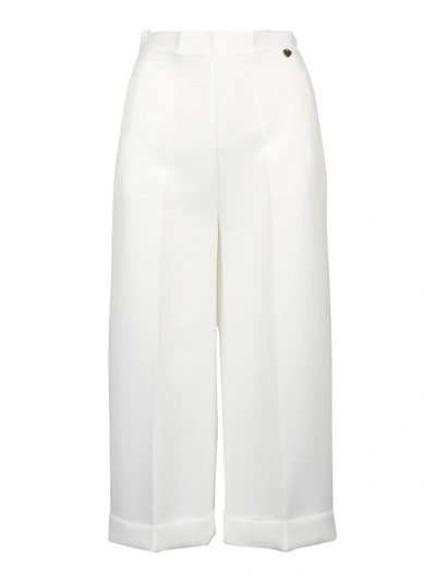 Shop Twinset Cady Wide Leg Trousers In White