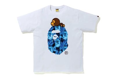 Pre-owned Bape Flame Milo On Big Ape T-shirt White/blue