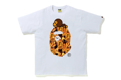 Pre-owned Bape Flame Milo On Big Ape T-shirt White/orange