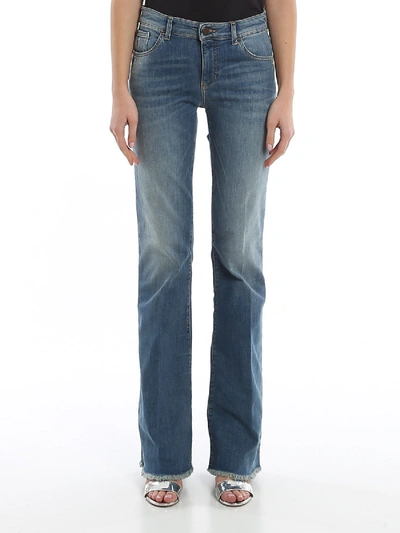 Shop Emporio Armani Used Effect Regular Fit Jeans In Blue