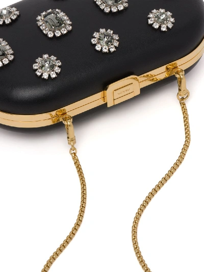 Shop Prada Jewel Appliqué Clutch In Black