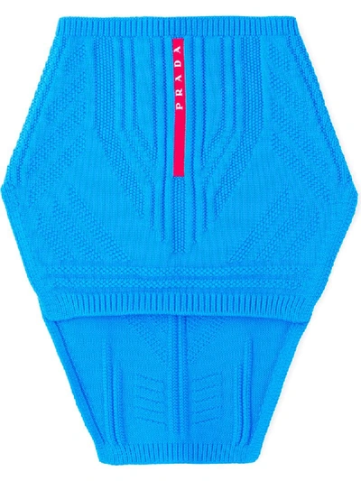 Shop Prada Technical Knit Neck Warmer In Blue