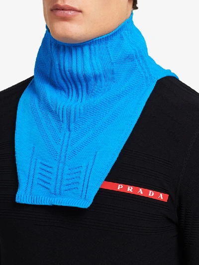 Shop Prada Technical Knit Neck Warmer In Blue