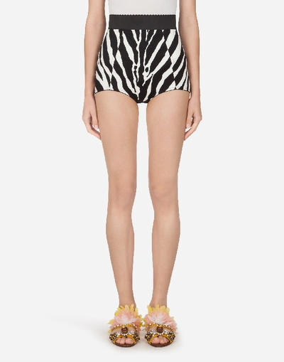 Shop Dolce & Gabbana Drill Culotte Briefs With Zebra Print In Animal Print