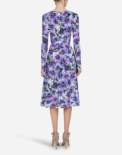 Shop Dolce & Gabbana Crossover Midi Dress In Anemone-print Crepe De Chine In Floral Print