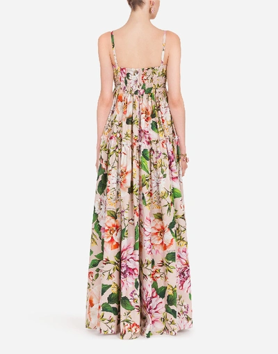 Shop Dolce & Gabbana Long Poplin Dress With Floral Print
