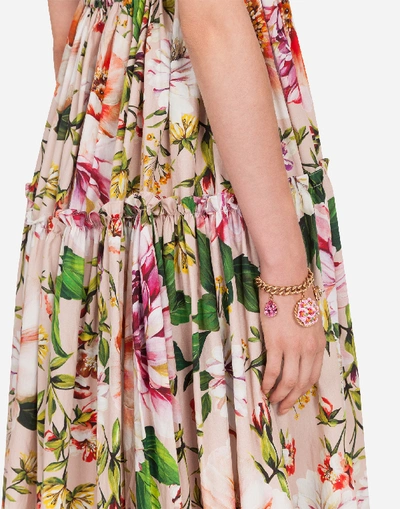 Shop Dolce & Gabbana Long Poplin Dress With Floral Print