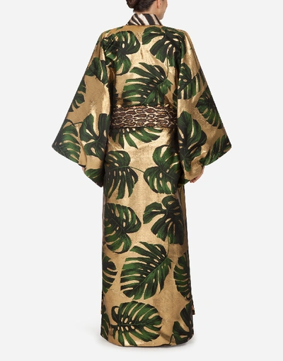 Shop Dolce & Gabbana Kimono In Floral Jacquard Lamé In Multicolored