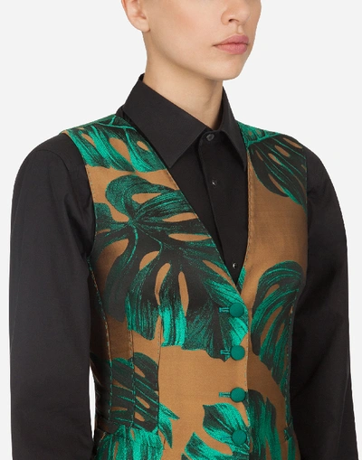 Shop Dolce & Gabbana Waistcoat In Philodendron Jacquard In Multicolored