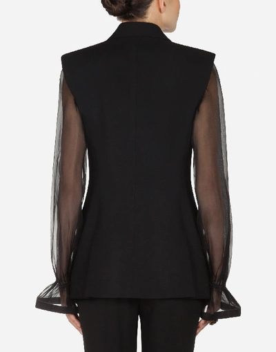 Shop Dolce & Gabbana Single-breasted Gilet Jacket In Technical Gabardine Fabric