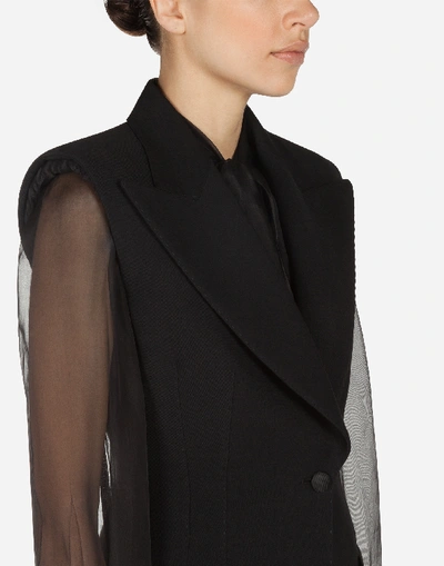 Shop Dolce & Gabbana Single-breasted Gilet Jacket In Technical Gabardine Fabric