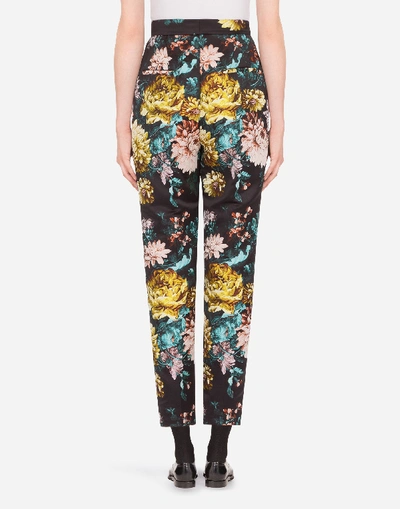 Shop Dolce & Gabbana High-waisted Pants In Floral Jacquard In Floral Print