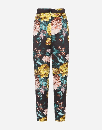 Shop Dolce & Gabbana High-waisted Pants In Floral Jacquard In Floral Print