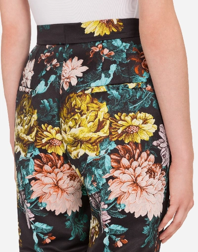 Shop Dolce & Gabbana High-waisted Pants In Floral Jacquard In Floral Print