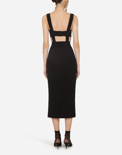Shop Dolce & Gabbana Longuette Dress In Jersey With Brassiere In Black