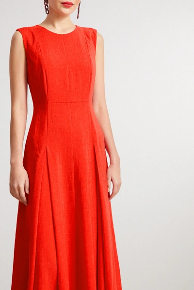 Shop Cefinn Melina Pleated Voile Midi Dress In Red