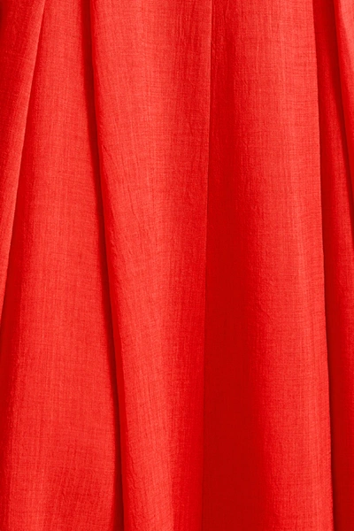Shop Cefinn Melina Pleated Voile Midi Dress In Red