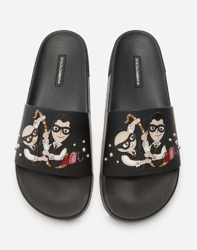 Shop Dolce & Gabbana Rubber Beachwear Sliders With Stylist Patches