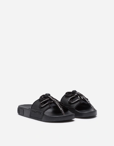 Shop Dolce & Gabbana Beachwear Sliders In Rubber And Neoprene