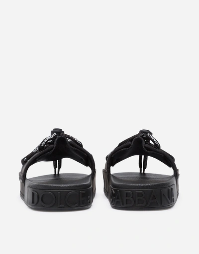 Shop Dolce & Gabbana Beachwear Sliders In Rubber And Neoprene