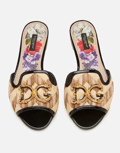 Shop Dolce & Gabbana Giotto Sliders With Baroque Dg Logo In Beige