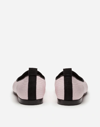 Shop Dolce & Gabbana Moiré Devotion Slippers In Pale Pink/black