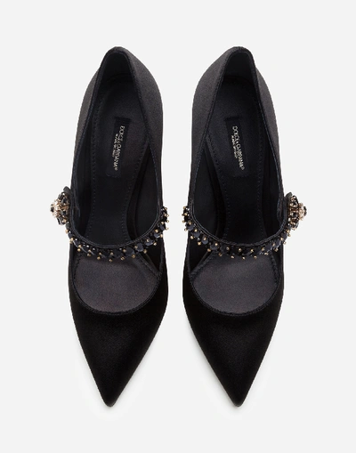 Shop Dolce & Gabbana Satin Pumps With Jewel Application