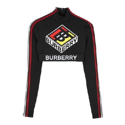 Shop Burberry Soca Logo Stretch-jersey Crop Top In Black