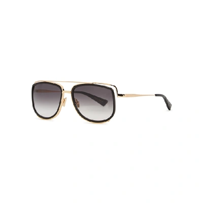 Shop Christian Roth Crs-100 Gold-tone Square-frame Sunglasses In Black