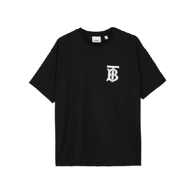 Shop Burberry Black Logo Cotton T-shirt