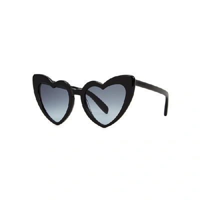 Shop Saint Laurent Lou Lou Heart-frame Sunglasses In Black And Grey