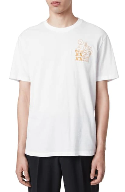Shop Allsaints Ex Mono Embroidered T-shirt In Optic White