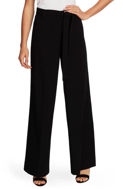 Shop Vince Camuto Belted Wide Leg Textured Twill Pants In Rich Black