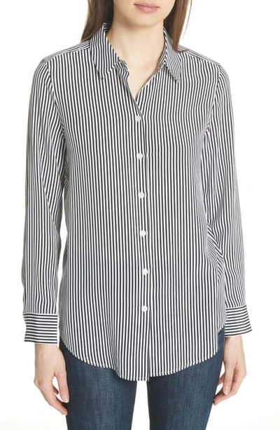 Shop Equipment Essential Stripe Silk Shirt In Bright White - True Black