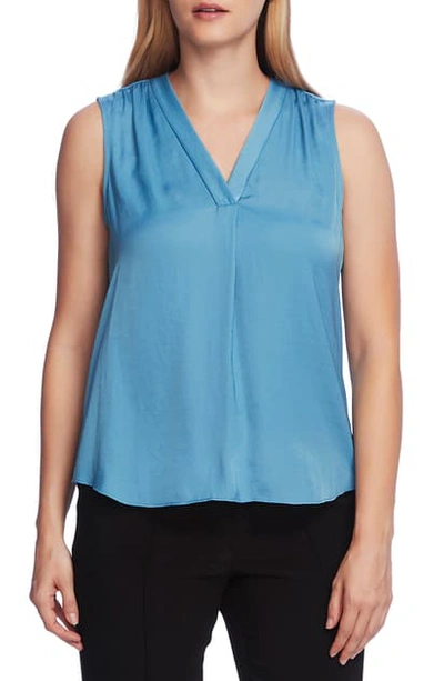 Shop Vince Camuto Rumpled Satin Blouse In Rapture Blue