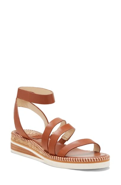 Shop Vince Camuto Margreta Ankle Strap Sandal In Rich Clay Brown Leather