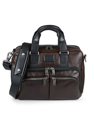 Shop Tumi Albany Slim Leather Commuter Brief Bag In Dark Brown