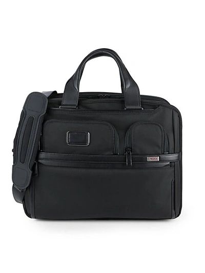 Shop Tumi Leather-trim Expandable Laptop Brief Bag In Black