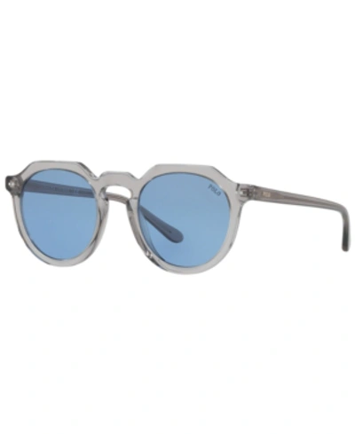 Shop Polo Ralph Lauren Sunglasses, Ph4138 49 In Crystal Light Grey / Light Blue