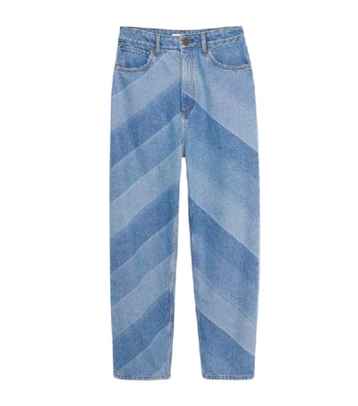 Shop Sandro Diagonal-striped Cropped Jeans