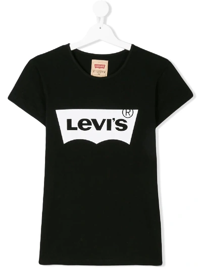 Shop Levi's Teen Logo Print T-shirt In Black