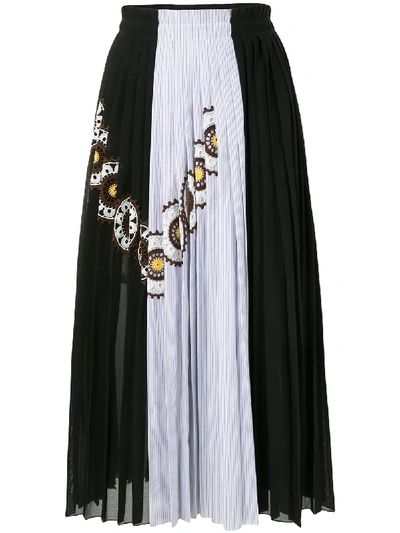 Shop Jil Sander Crochet-detail Pleated Skirt In Multicolour