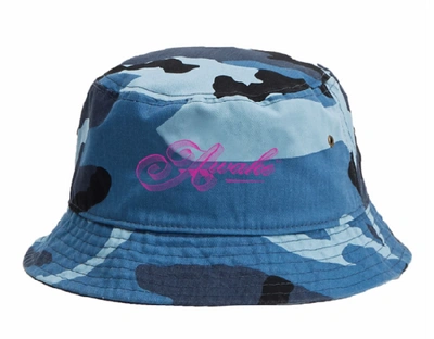 Pre-owned Awake  Ribbon Script Logo Bucket Hat Blue Camo