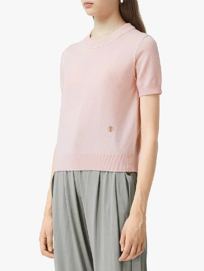 Shop Burberry Monogram Motif Knitted T-shirt In Pink