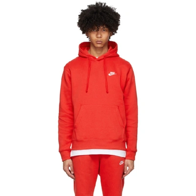 Nike Men's Sportswear Club Fleece Pullover Hoodie In University Red/white |  ModeSens