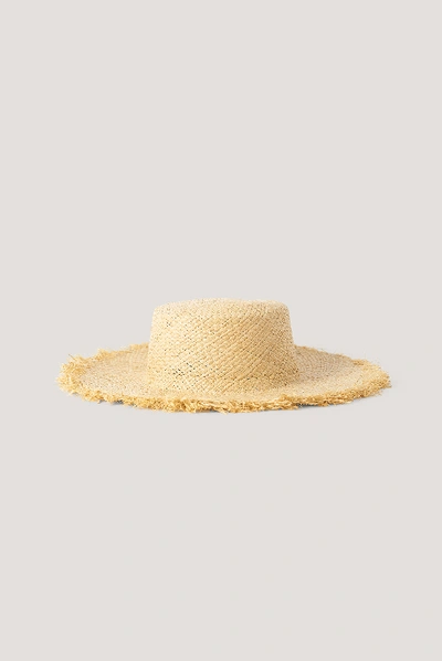 Shop Na-kd Raw Edge Straw Hat - Beige In Natural