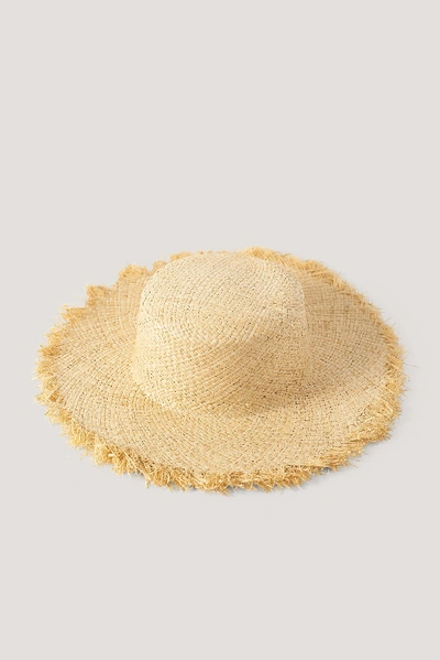 Shop Na-kd Raw Edge Straw Hat - Beige In Natural